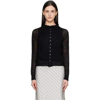Tonywack Black Mohair Half-neck Cardigan