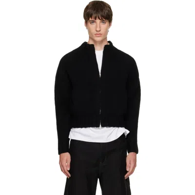 Tonywack Black Shetland Wool Knitted Zip Jacket