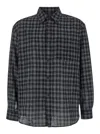 Tonywack Black Shirt With Check Motif In Wool Blend Man In Black