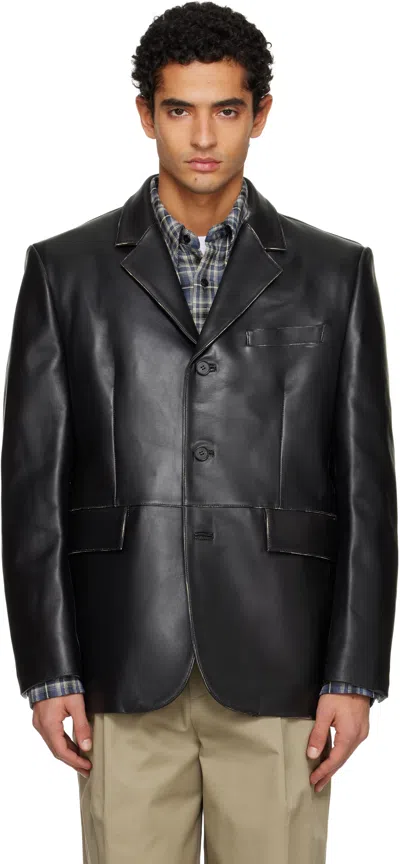Tonywack Black Vegetable Tanned Lamb Leather Tailored Jacket