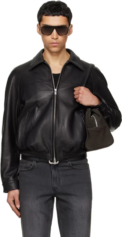 Tonywack Black Vintage Lamb Leather Bomber Jacket