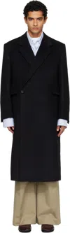 Tonywack Black Wool & Cashmere Tailored Wrap Coat In Black