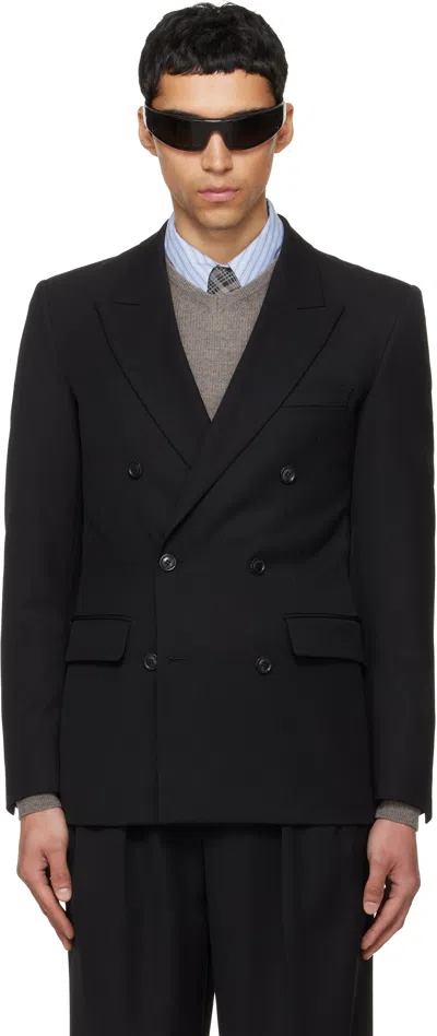 Tonywack Black Wool Double-breasted Tailored Blazer