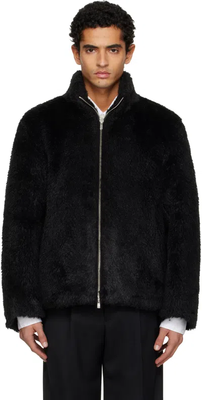 Tonywack Black Wool Shaggy Faux-fur Zippered Jacket