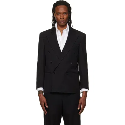 Tonywack Black Wool Twill Double-breasted Blazer