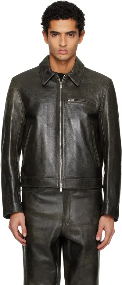 TONYWACK BLACK ZIP LEATHER JACKET