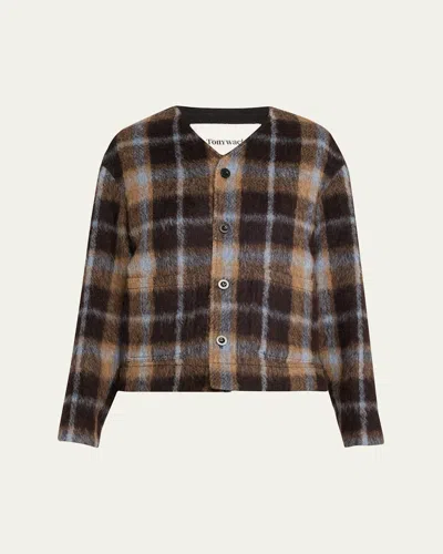 Tonywack Blouson Check Wool Jacket In Brown