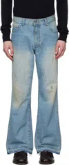 Tonywack Blue Flared-leg Reconstructed Jeans In Washed Light Blue
