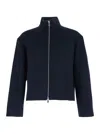 Tonywack Blue Jacket With High Neck And Dropped Shoulders In Wool Man In Blue