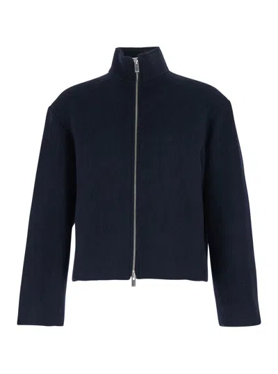TONYWACK BLUE JACKET WITH HIGH NECK AND DROPPED SHOULDERS IN WOOL MAN