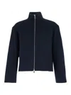 Tonywack Blue Jacket With High Neck And Dropped Shoulders In Wool Man In Blue