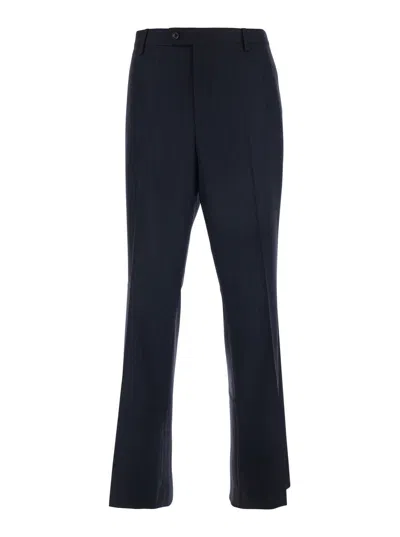 TONYWACK BLUE PANTS WITH FLARED LEG AND PINSTRIPE MOTIF IN WOOL BLEND MAN