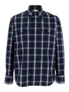 Tonywack Blue Shirt With Classic Collar And All-over Check Motif In Cotton Man