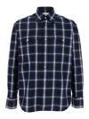 Tonywack Blue Shirt With Classic Collar And All-over Check Motif In Cotton Man In Blue