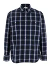 Tonywack Blue Shirt With Classic Collar And All-over Check Motif In Cotton Man In Blue