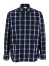 Tonywack Blue Shirt With Classic Collar And All-over Check Motif In Cotton Man In Blu