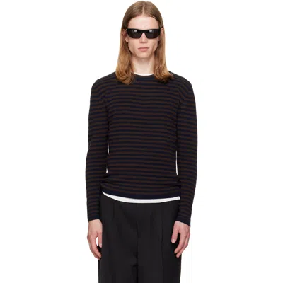 Tonywack Brown & Navy Merino Wool Essential Stripe Sweater In Multi