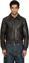 Tonywack Brown Aviator Goat Leather Jacket In White