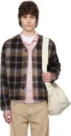 Tonywack Brown Check Wool Mohair Cardigan In Brown