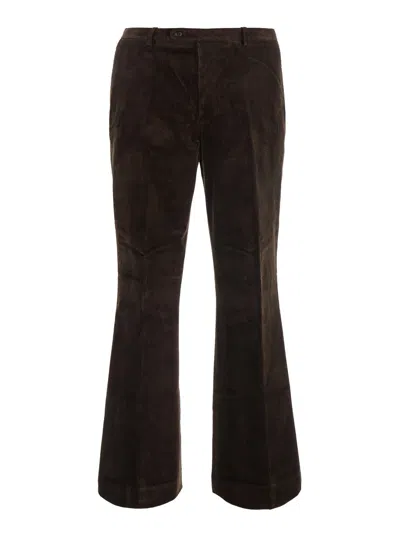 Tonywack Brown Unisex Flared Corduroy Pants With Cotton