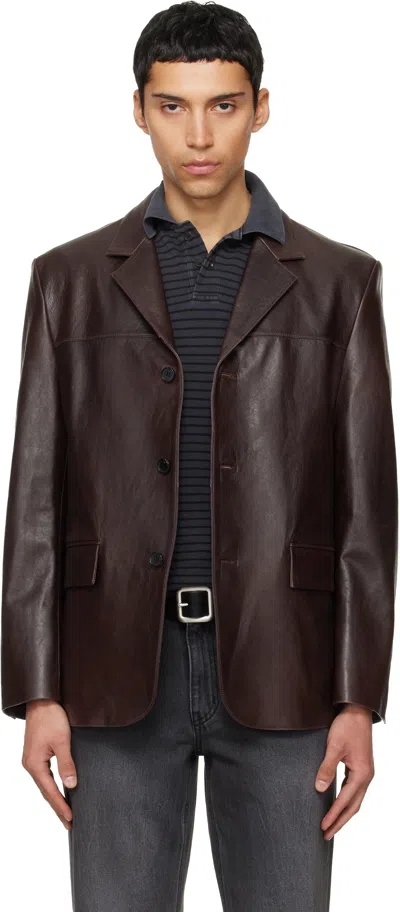 Tonywack Brown Vegetable Lamb Leather Blazer