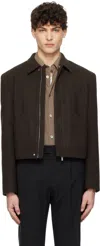 Tonywack Brown Virgin Wool Cropped Blouson Jacket In Dark Brown