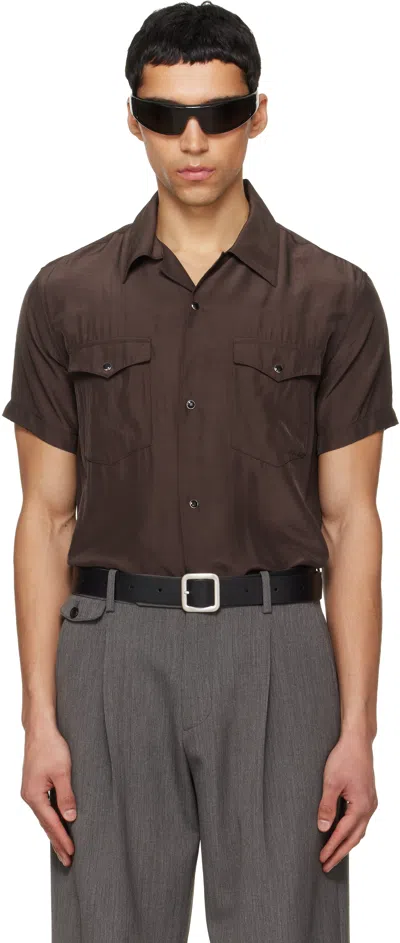 Tonywack Brown Washed Rayon Pearl Snap Shirt