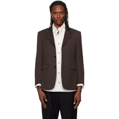 Tonywack Brown Wool-blend Tailored Blazer In Deep Brown