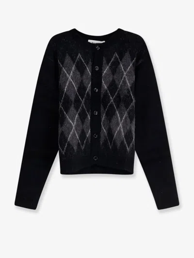 Tonywack Brushed Argyle Alpaca Blend Cardigan In Black