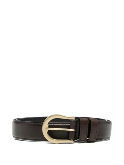Tonywack Buckle Leather Belt In Brown