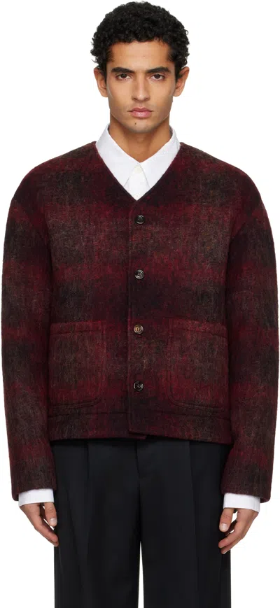 TONYWACK BURGUNDY V-NECK CARDIGAN