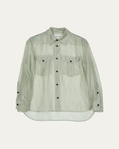Tonywack Button-down Sheer Shirt In Pale Green