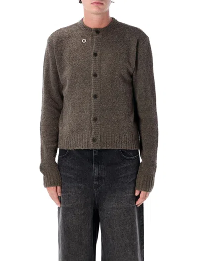 Tonywack Button Front Wool-blend Cardigan In Brown