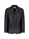 Tonywack Button-up Leather Jacket In Black