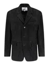Tonywack Single-breasted Suede Jacket In Black Leather In Black