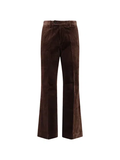 Tonywack Corduroy-texture Flared Trousers In Brown