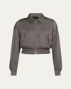 Tonywack Cropped Satin Blouson Jacket