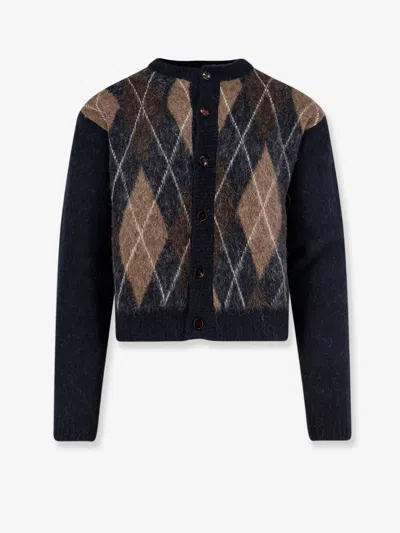 Tonywack Diamond Pattern Alpaca Blend Cardigan In Blue