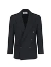 Tonywack Double-breasted Blazer Featuring Notched Lapels In Black