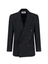 Tonywack Double-breasted Blazer Featuring Notched Lapels In Black