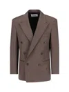 Tonywack Double-breasted Notch Lapel Blazer And Pockets In Brown