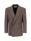Tonywack Double-breasted Notch Lapel Blazer And Pockets In Brown
