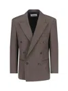 Tonywack Double-breasted Notch Lapel Blazer And Pockets In Brown