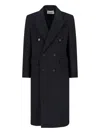 Tonywack Double-breasted Long Coat With Notch Lapel In Black