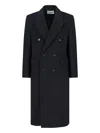 Tonywack Double-breasted Long Coat With Notch Lapel In Black