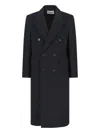 Tonywack Double-breasted Long Coat With Notch Lapel In Blue