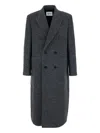 Tonywack Grey Double-breasted Coat With Classic Lapels In Wool Blend Man In Gray