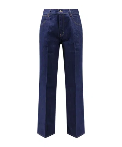 Tonywack Flared Contrast-stitch Jeans In Blue
