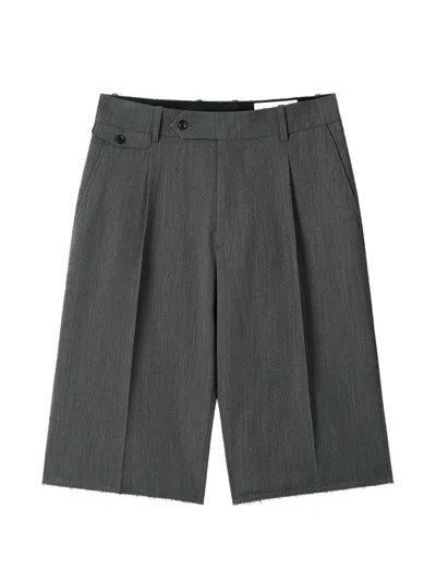 Tonywack Frayed-hem Tailored Shorts In Gray