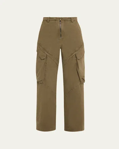 Tonywack Garment-dyed Zip-front Cargo Pants In Olive